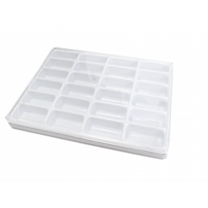 Hvid plast 23X18X3 cm m/24 rum og lg