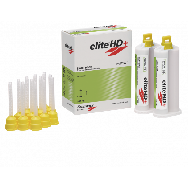 Zhermack Elite HD+ LIGHT BODY silikoneaftryk Fast Set 2x50ml 12 tips 